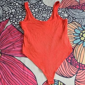All Saints US6 orange bodysuit 1 piece stretchy